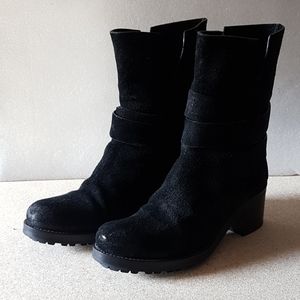 Roberto Del Carlo black leather moto biker combat boots 7.5 women 37.5 euro